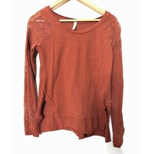 Free People Outer Sunset Lace Cutout Top Womens XS Orange